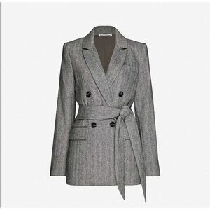 Reformation Newcastle Herringbone Belted Double Breasted Blazer S